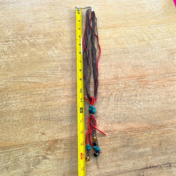 Vintage Boho Bead Necklace - Brown/Red/Blue - Picture 10 of 14